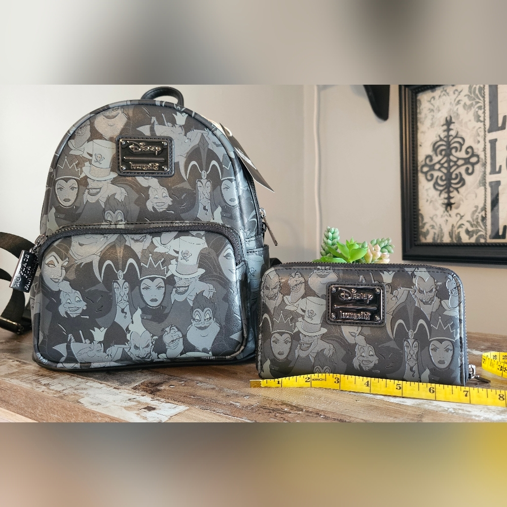 New with Tags Disney Villians Loungefly Backpack & Wallet